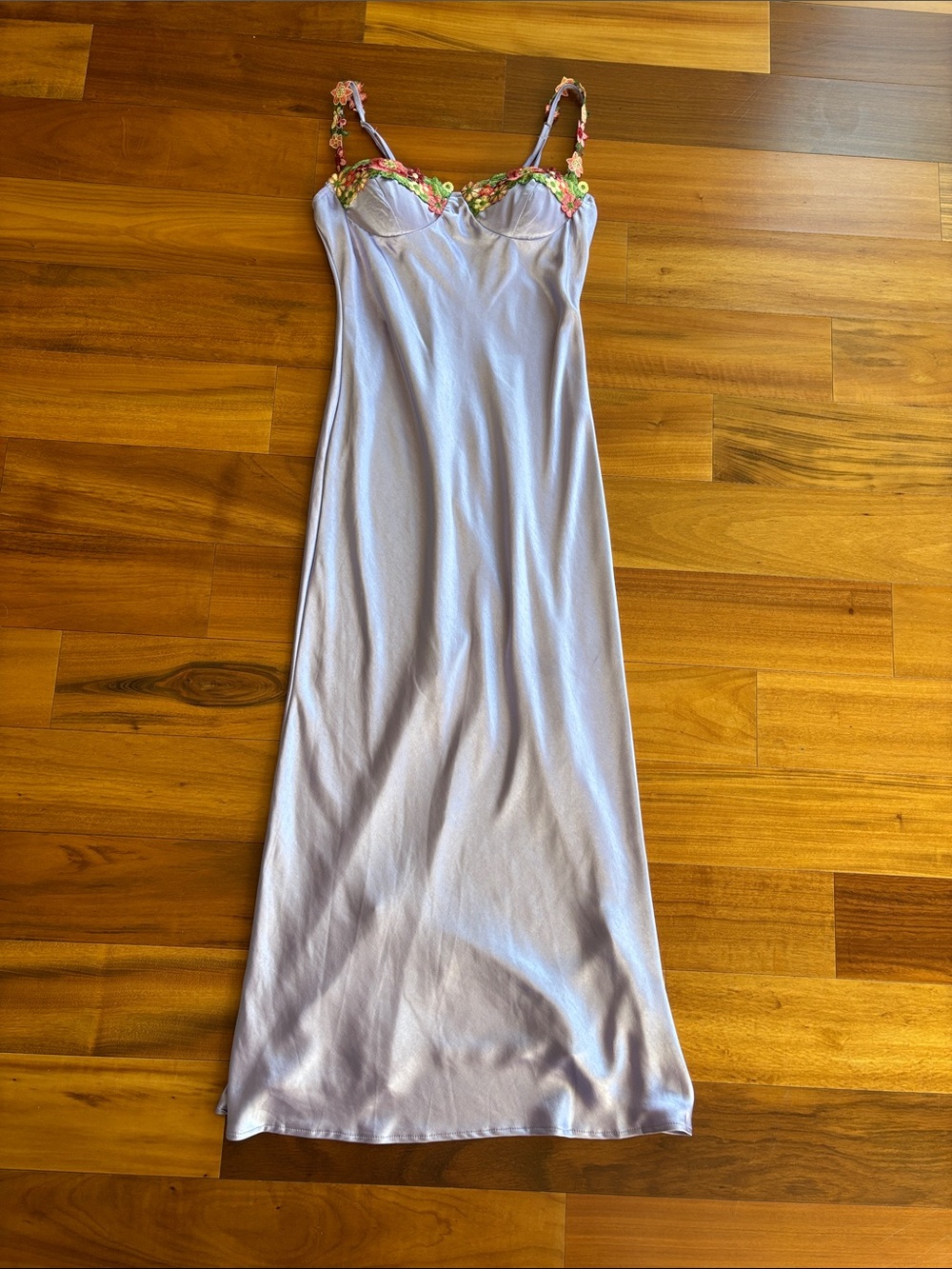 Lavender satin slip dress